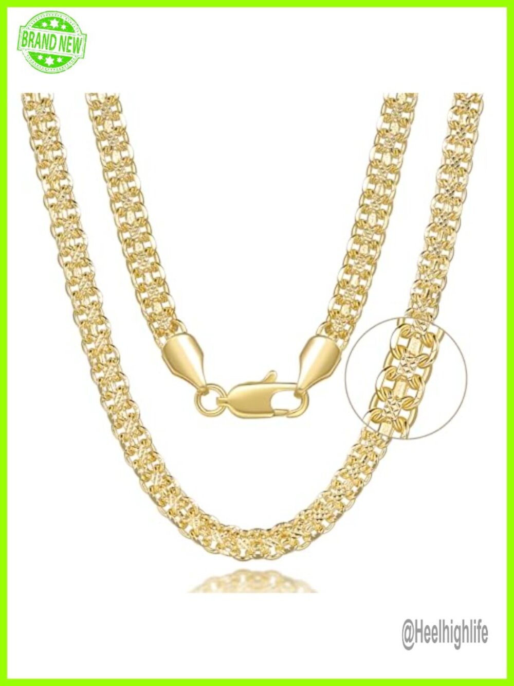 14K Gold Plated Cuban Link Necklace 20in Layered Chain